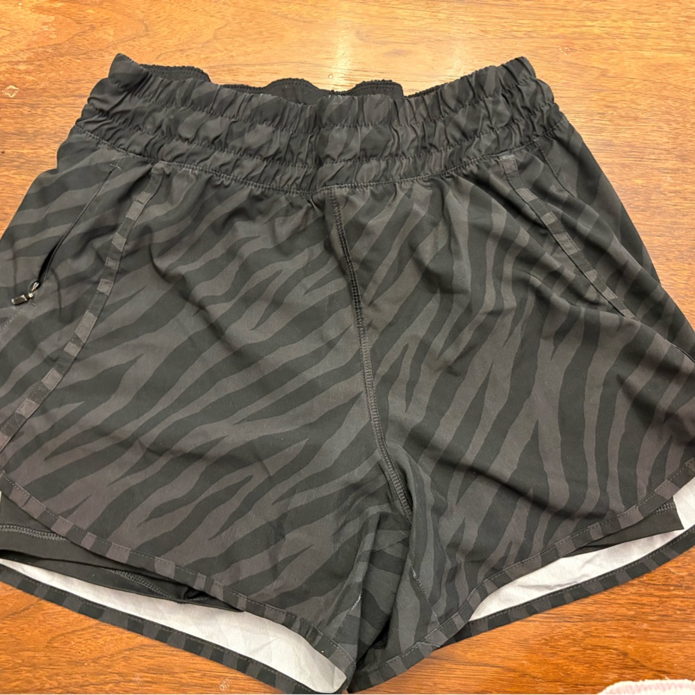 Black Zebra Print Athletic Shorts